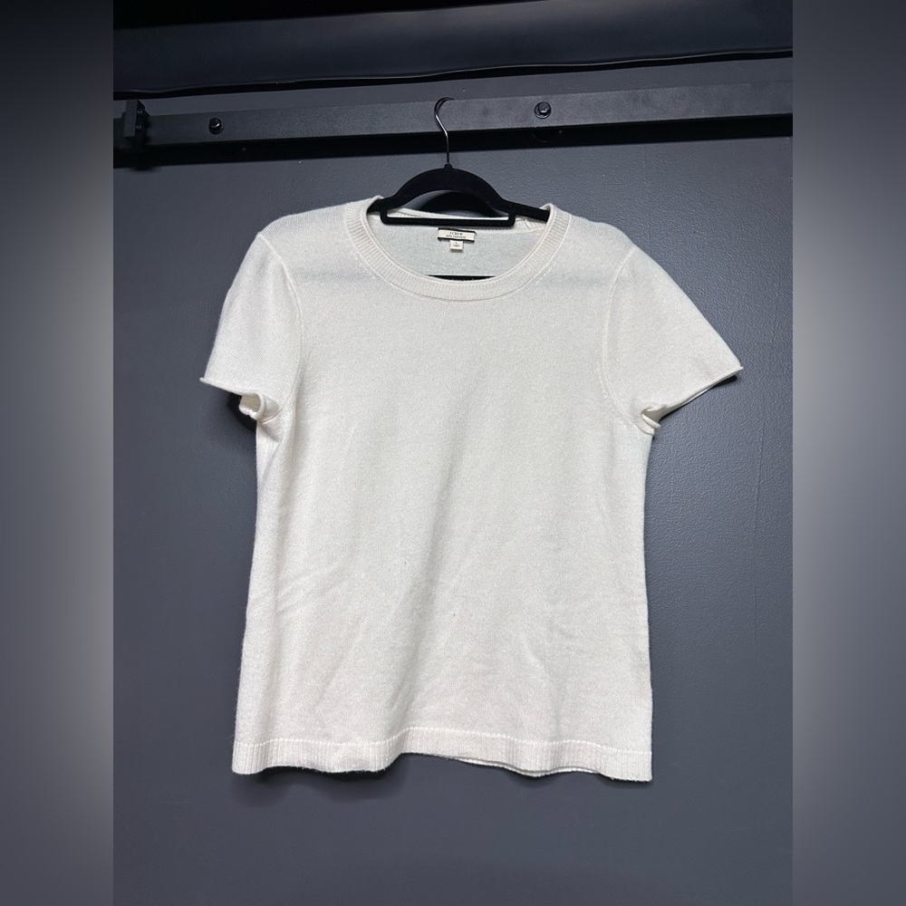 NWOT J. Crew Cashmere Relaxed Tee White L - Picture 3 of 4